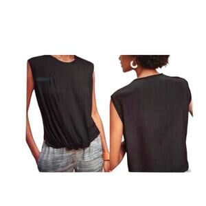 TINY by Anthropologie black contrast twist front top silky tank size small